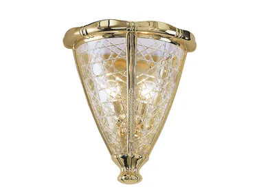 GIOTTO 1898/A2-C - Gold plated wall light with crystal glass _ Possoni Illuminazione